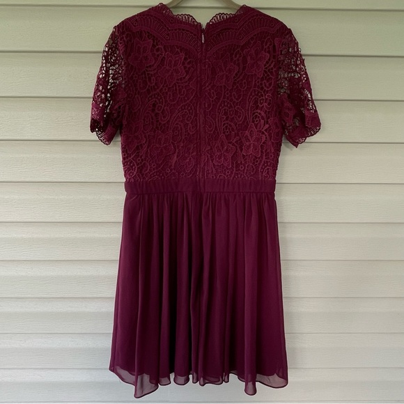 Lulus Angel in Disguise Burgundy Lace Skater Cocktail Dress Size M - Picture 4 of 12